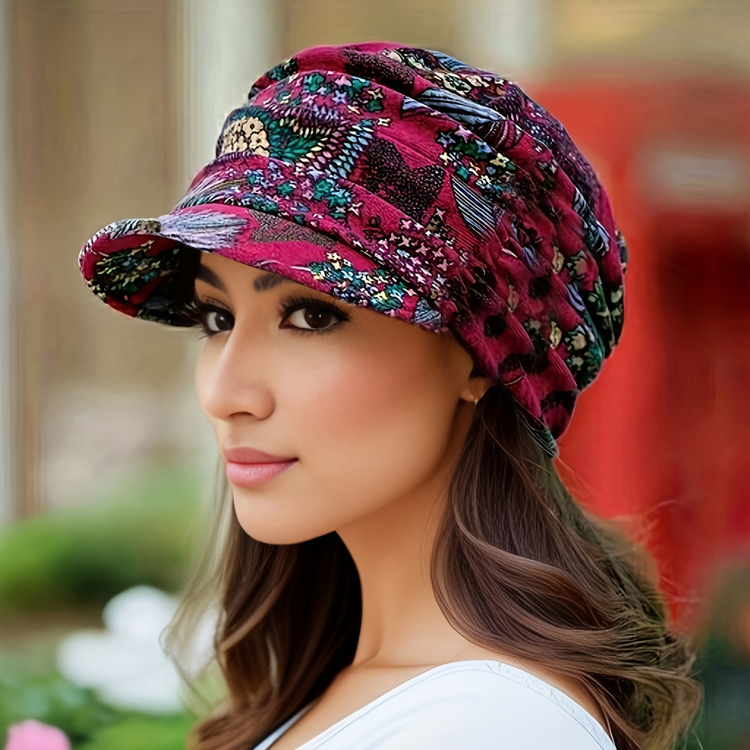 Marijke - Vintage Gebloemde Platte Pet voor Dames