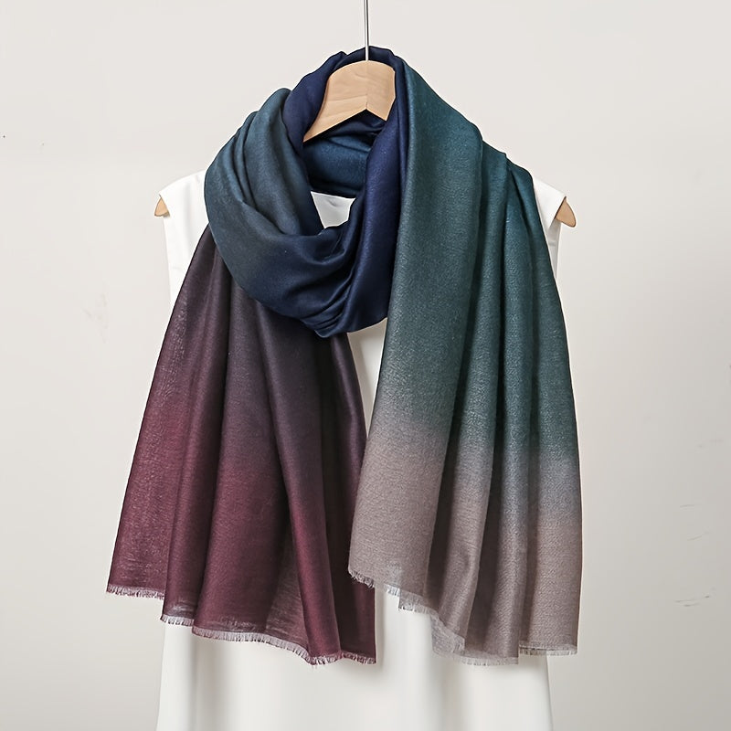 Saskia - Chic Ombré Color Block Scarf for Women, Soft Polyester, Breathable &amp; Warm