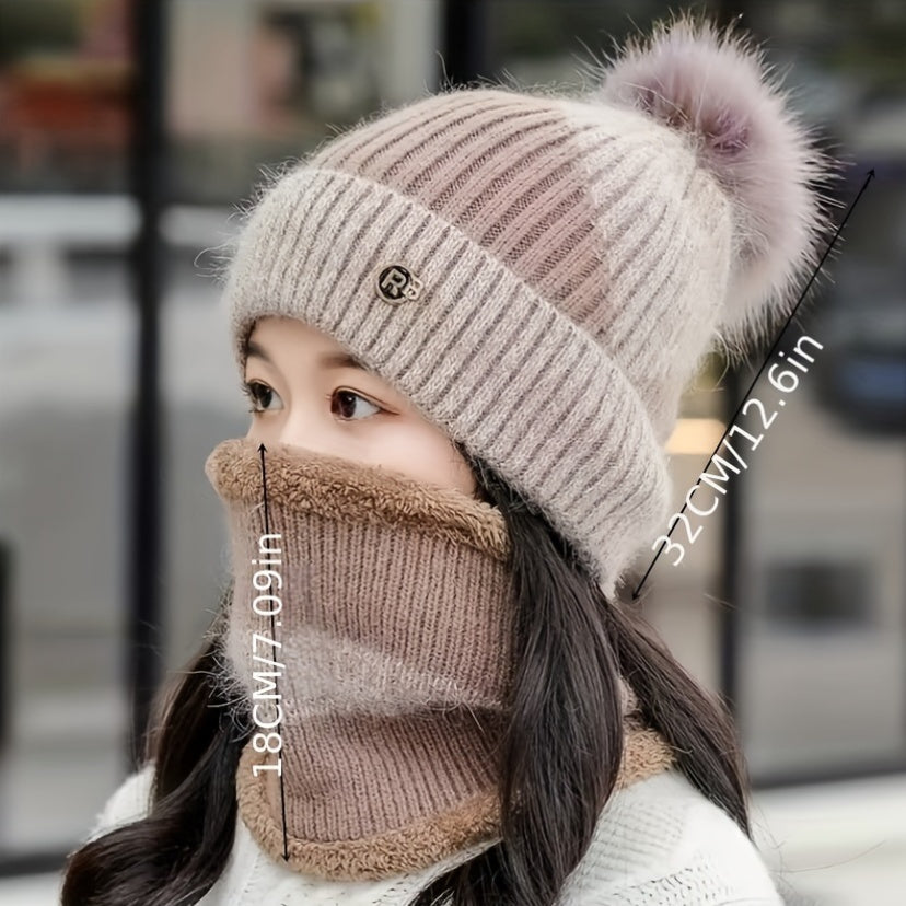 Elise - 2 Piece Knitted Hat and Scarf Set for Women