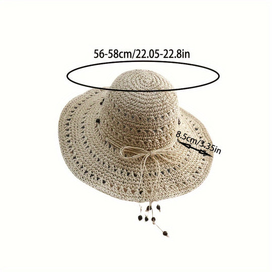 Eveline - Women's Foldable Woven Straw Hat with Wide Brim