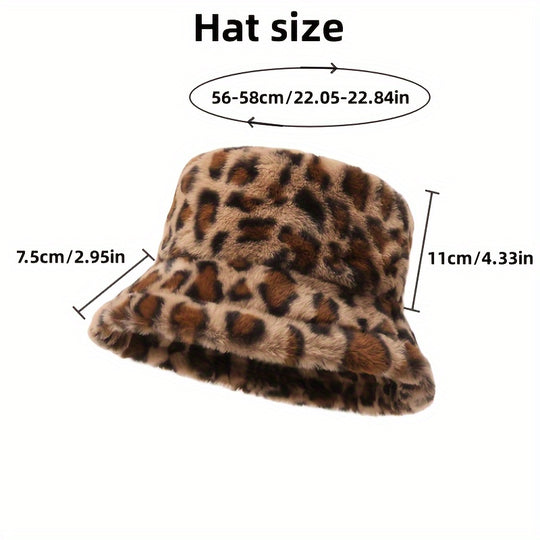 Lotte - Winter Plush Bucket Hat with Plaid Design - Warm and Stylish Fluffy Hat for Women