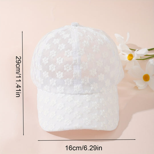 Annelies - Elegant Floral Lace Baseball Cap with Adjustable Buckle html Copy code