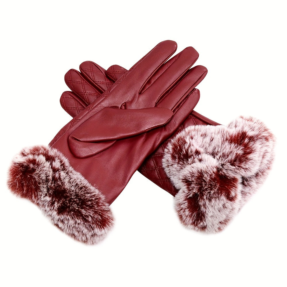 Isabella - Plush Cuff PU Leather Gloves