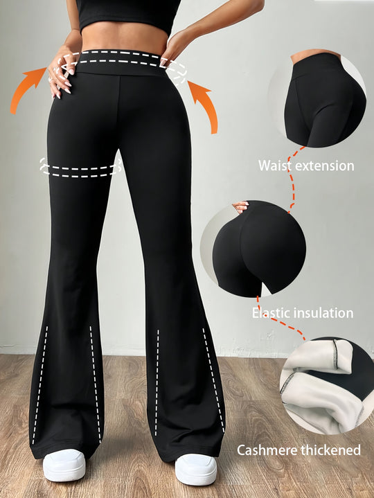 Anouk - Winter Fleece Bell Bottom Leggings for Women | Casual High Waist Flare Pants