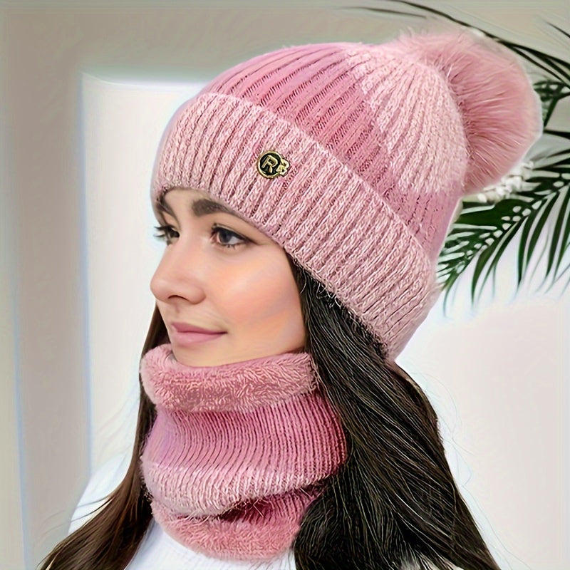 Elise - 2 Piece Knitted Hat and Scarf Set for Women