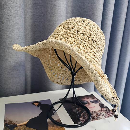 Eveline - Women's Foldable Woven Straw Hat with Wide Brim