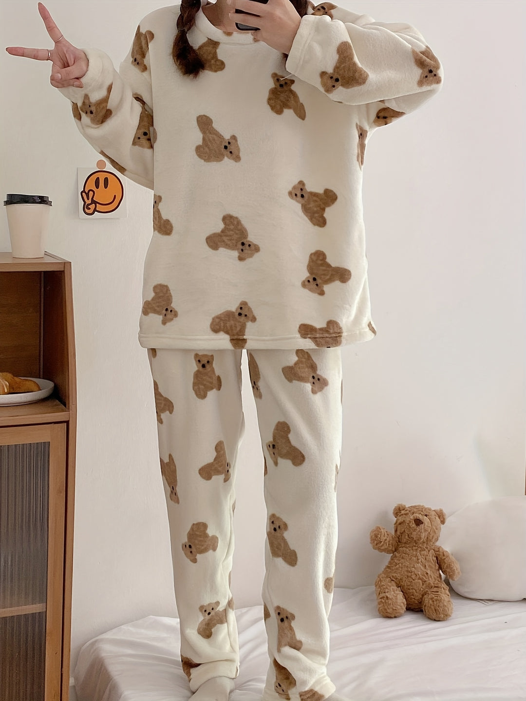 Eva - Leuke Pyjamaset Met Teddybeerprint