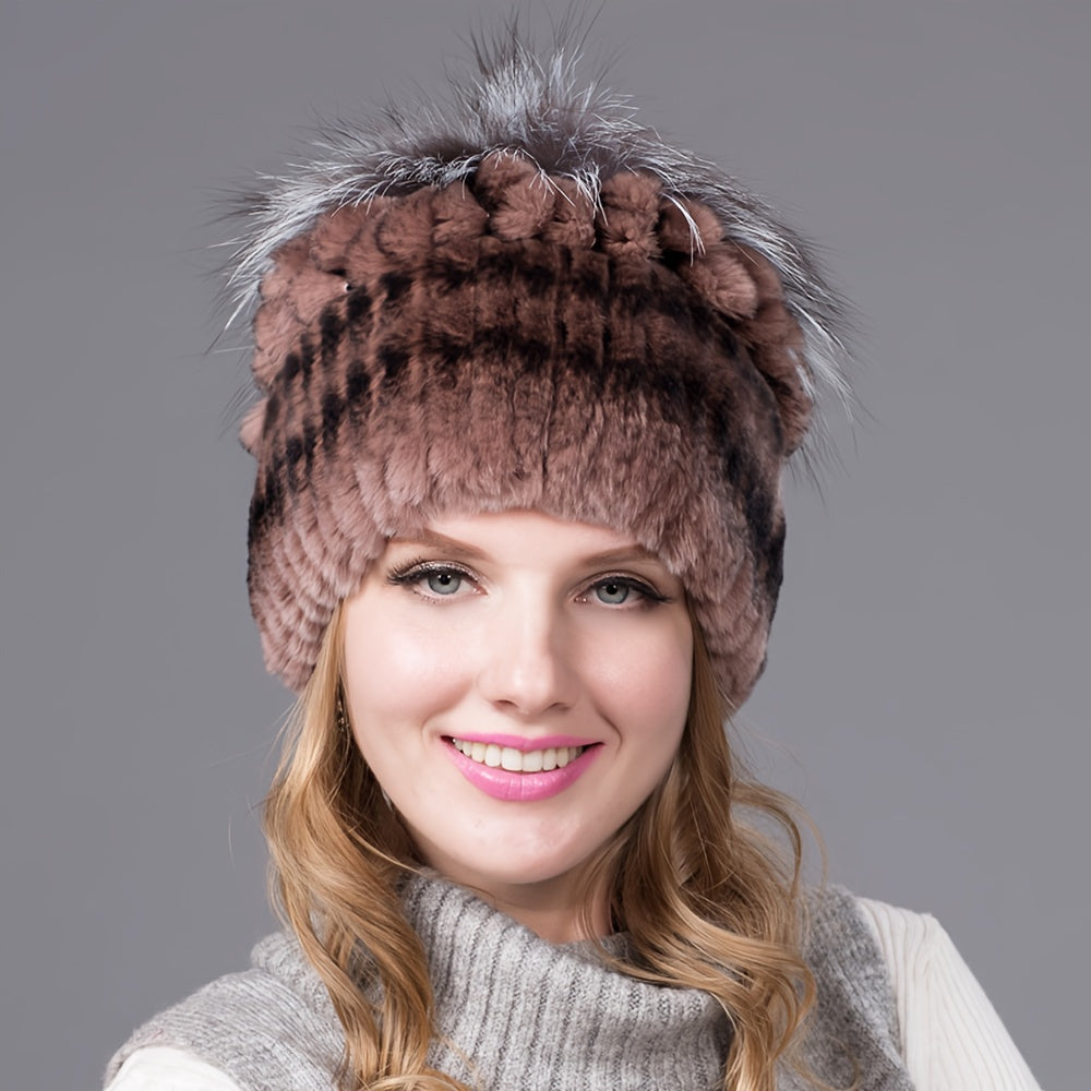 Sophie - Warme Gebreide Beanie van Nepbont | Trendy Wintermuts voor Dames