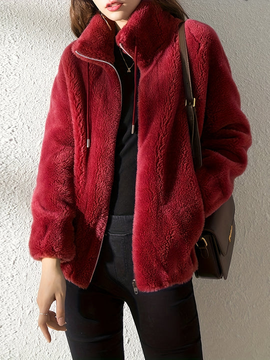 Esmée - Teddy Coat with Drawstring and Zipper