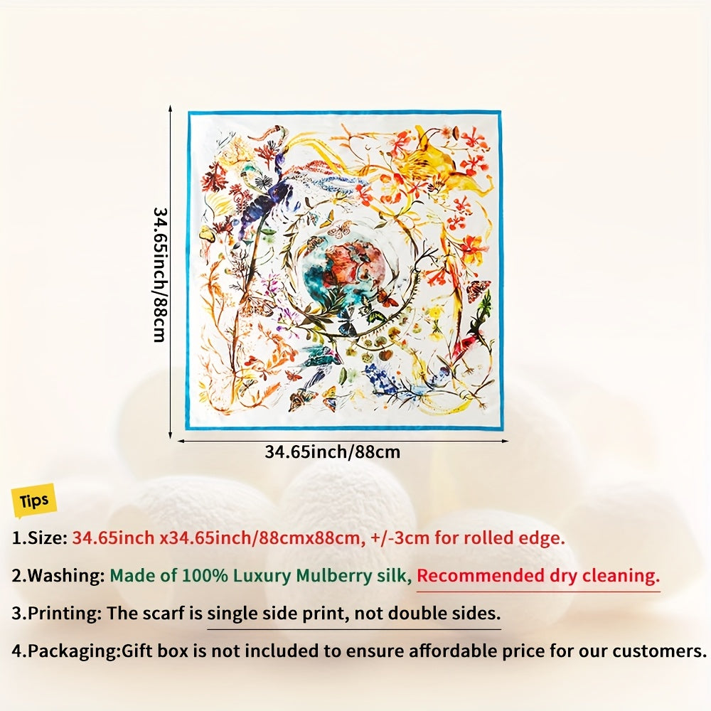 Juliette - Stijlvolle 100% Zijden Sjaal met Levendige Vlinderprint