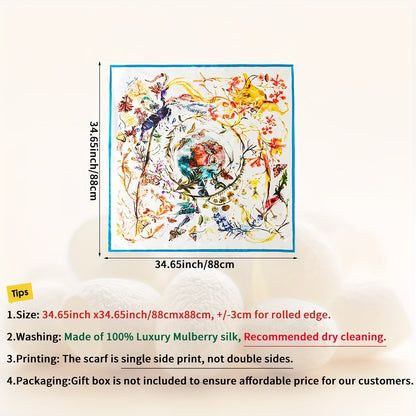 Juliette - Stijlvolle 100% Zijden Sjaal met Levendige Vlinderprint