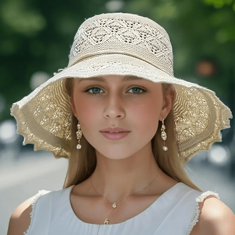 Lianne - Elegant Breathable Beach Hat with Bow Decoration