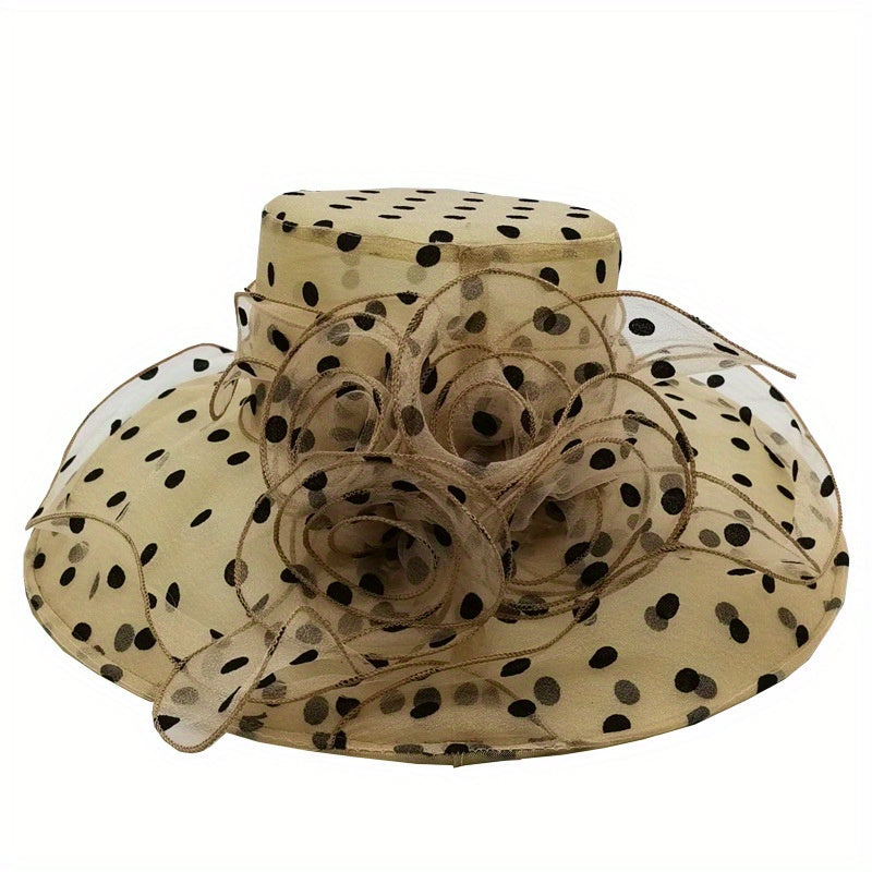 Isabella - Elegant Polka Dot Organza Sun Hat with Wide Brim