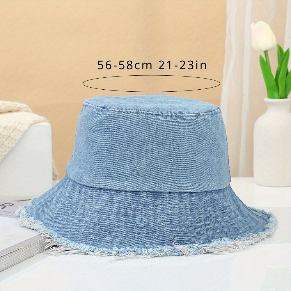 Evelien - Chic Blue Denim Bucket Hat with Adjustable Drawstring