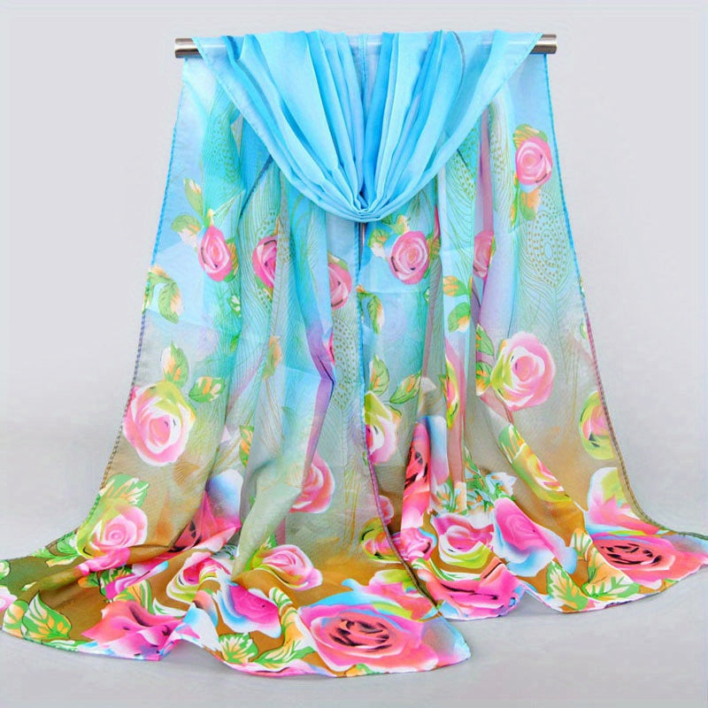 Marjolein - Lichtgewicht Chiffon Sjaal met Bloemenprint