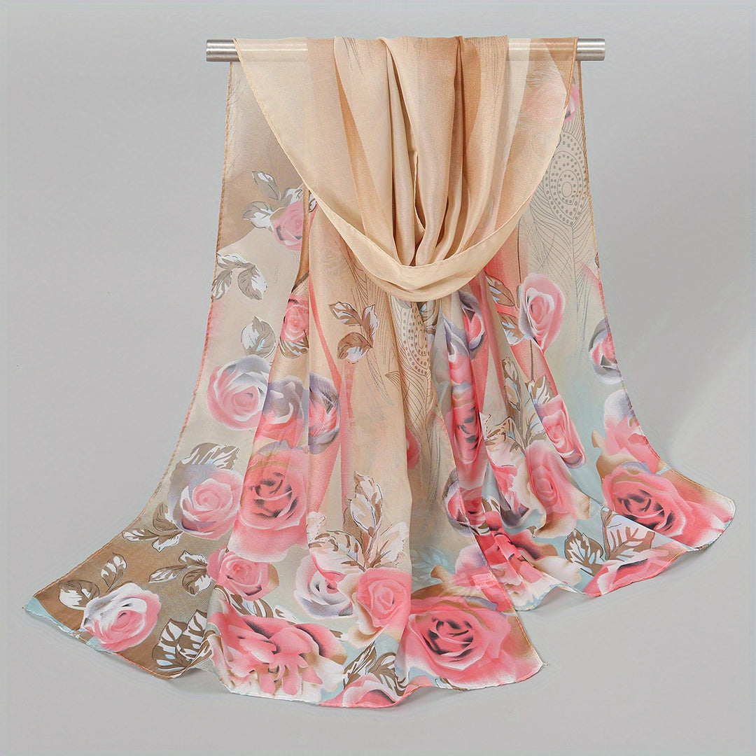 Marjolein - Lightweight Chiffon Scarf with Floral Print