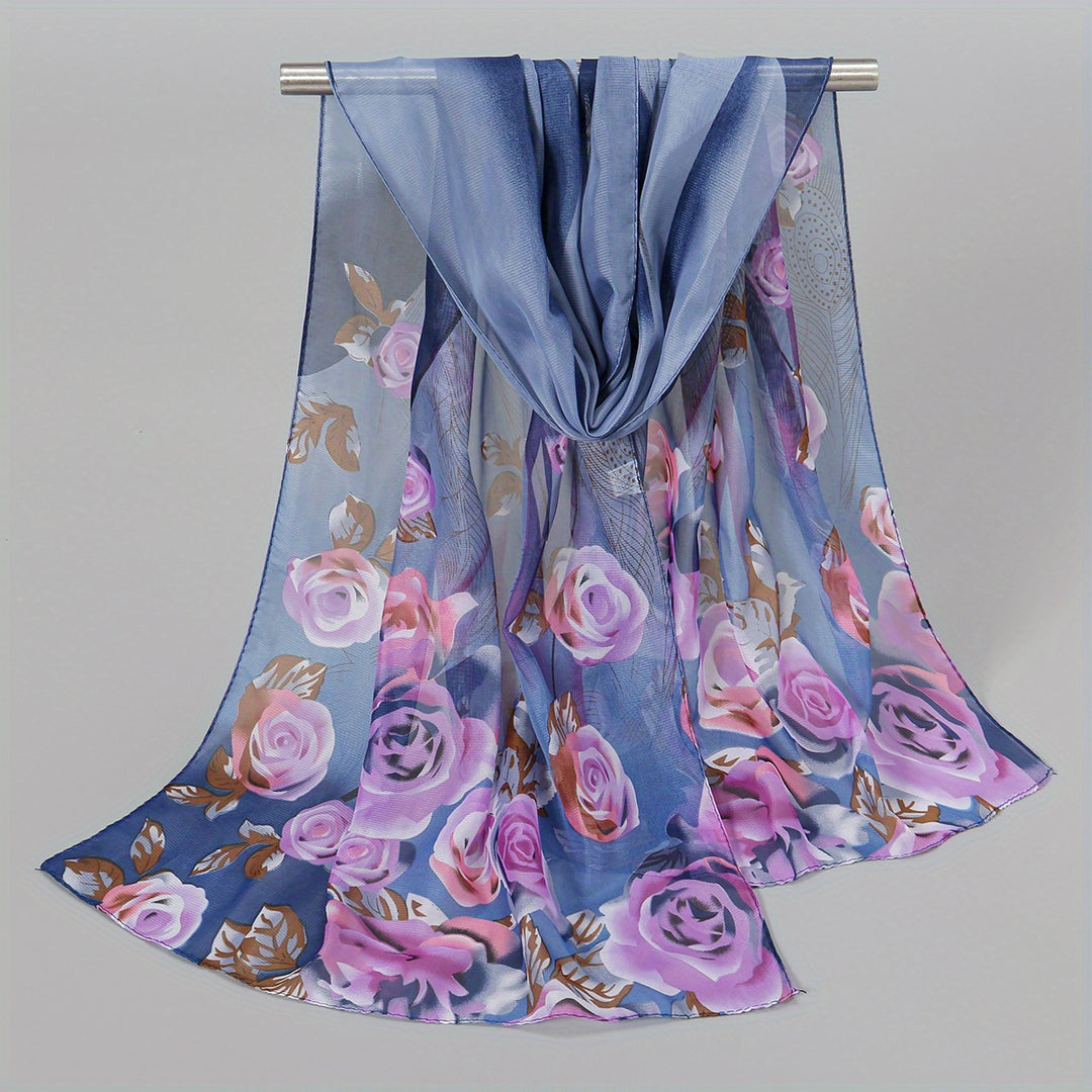 Marjolein - Lightweight Chiffon Scarf with Floral Print