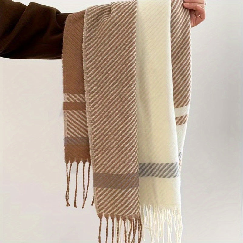 Liselot - Preppy Geruite Sjaal met Kwastjes, Zacht en Warm voor Herfst/Winter