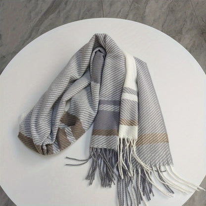 Liselot - Preppy Geruite Sjaal met Kwastjes, Zacht en Warm voor Herfst/Winter