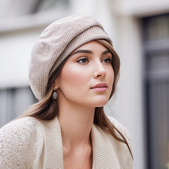 Sophie - Winter Warme Retro Geruite Baret Met Franse Flair - Gezellig Voor Dames in Herfst En Winter