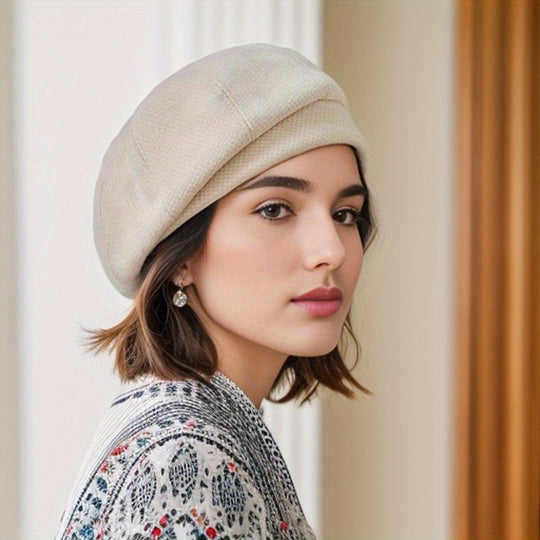 Sophie - Winter Warm Retro Checked Beret With French Flair - Cozy For Ladies In Fall And Winter