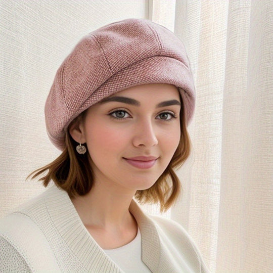 Sophie - Winter Warm Retro Checked Beret With French Flair - Cozy For Ladies In Fall And Winter