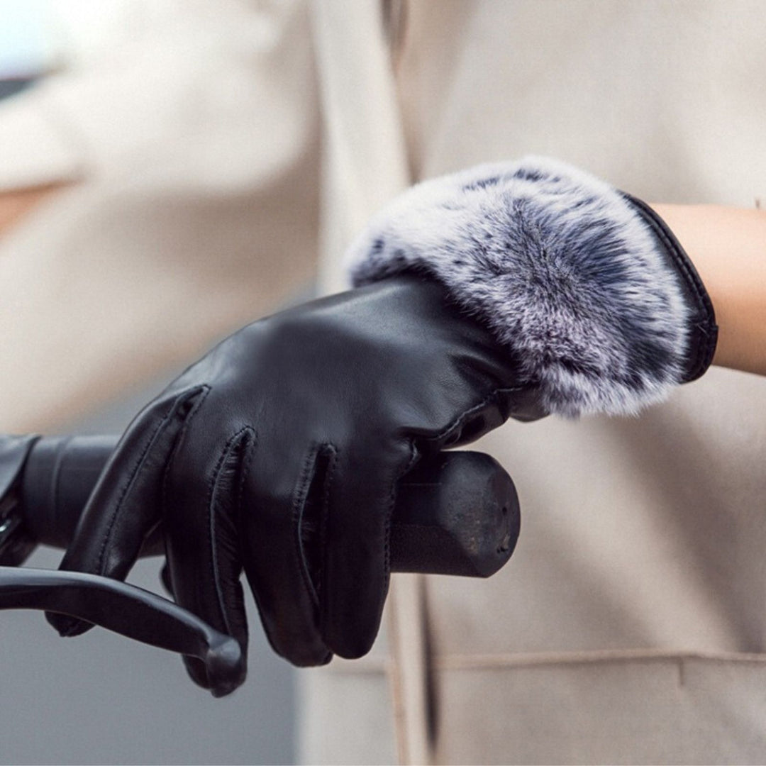 Mila - Women's Winter Gloves, PU Leather, Touchscreen Compatible, Warm and Windproof