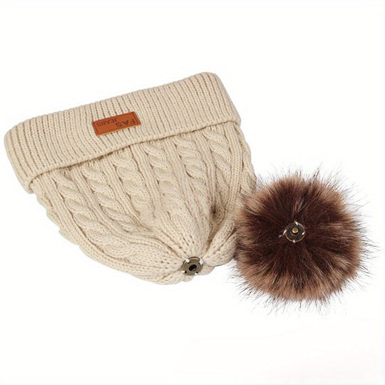 Iris - Winter 3-in-1 Set met Pom-Pom | Warme Gebreide Muts, Sjaal en Touchscreen Handschoenen