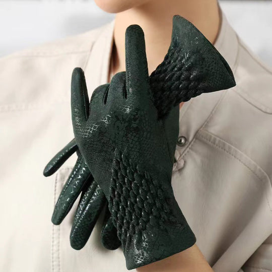 Nynke - Luxury Winter Gloves with Snakeskin Pattern