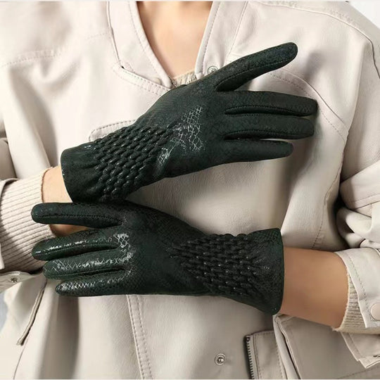 Nynke - Luxe Winterhandschoenen met Slangenhuidpatroon