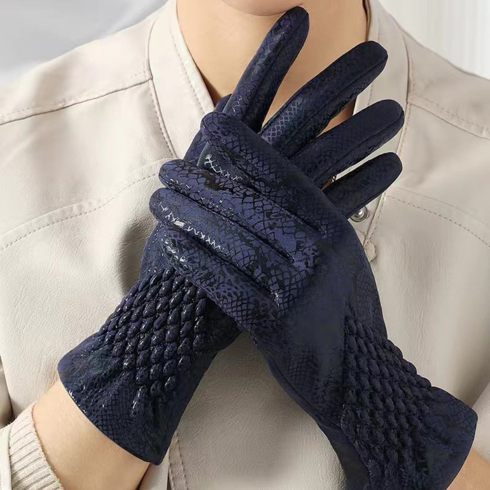 Nynke - Luxury Winter Gloves with Snakeskin Pattern