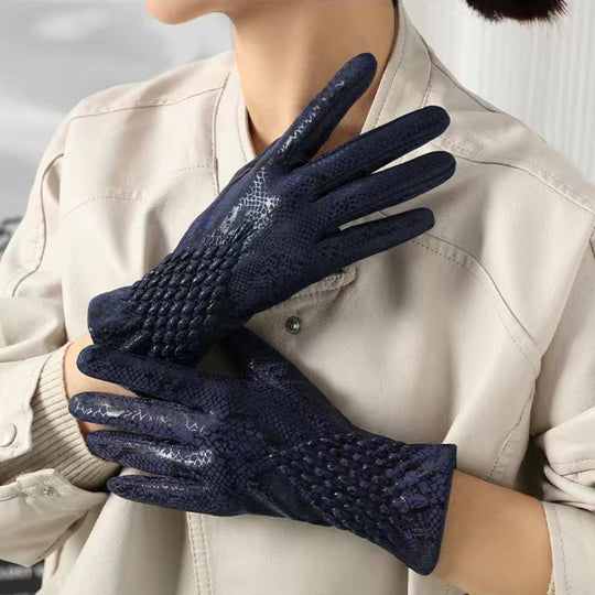 Nynke - Luxury Winter Gloves with Snakeskin Pattern