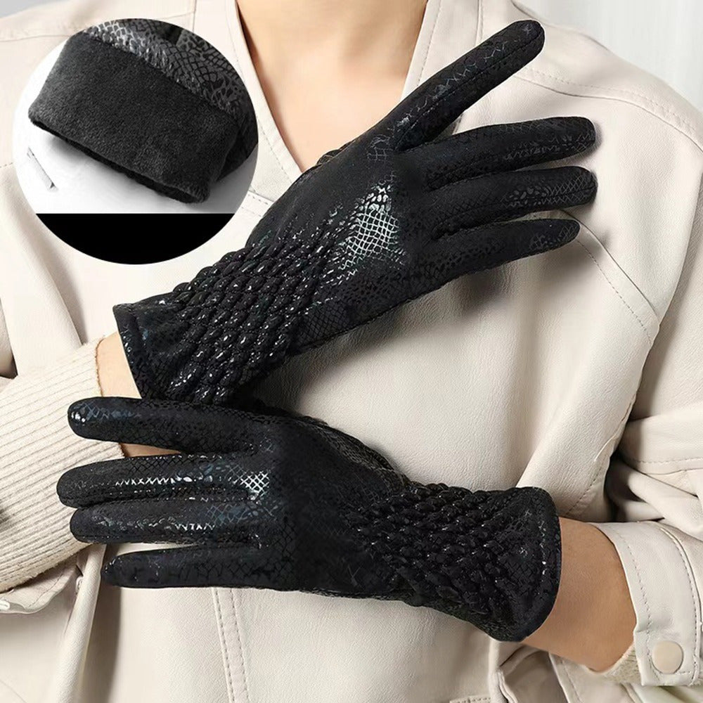 Nynke - Luxe Winterhandschoenen met Slangenhuidpatroon