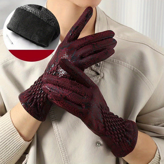 Nynke - Luxury Winter Gloves with Snakeskin Pattern