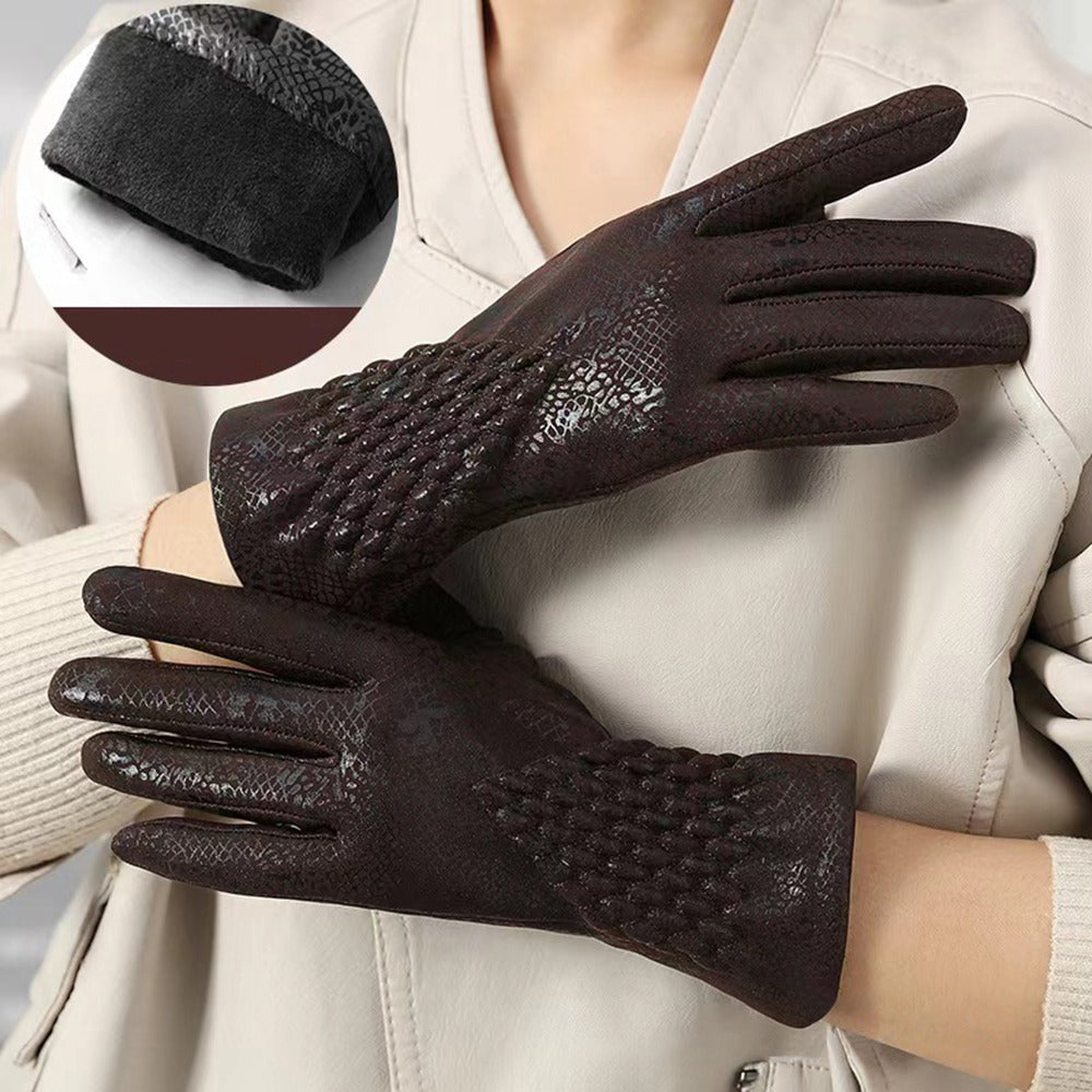 Nynke - Luxe Winterhandschoenen met Slangenhuidpatroon