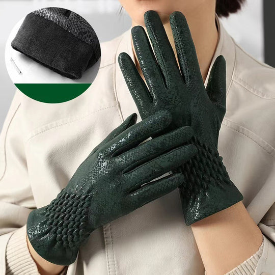 Nynke - Luxe Winterhandschoenen met Slangenhuidpatroon