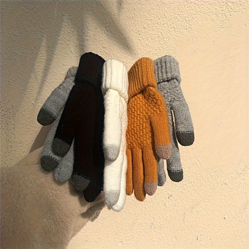 Emma - Touchscreen Compatible Knitted Gloves, Thermal, Fall/Winter Sports Gloves