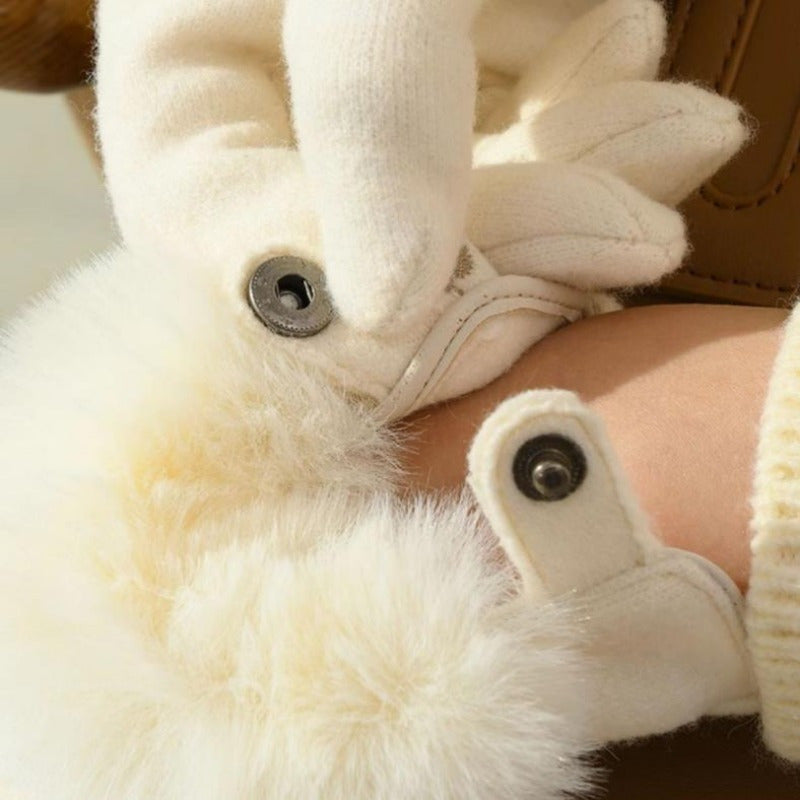 Yara - Winter Touchscreen Gloves With Rabbit Fur Detail