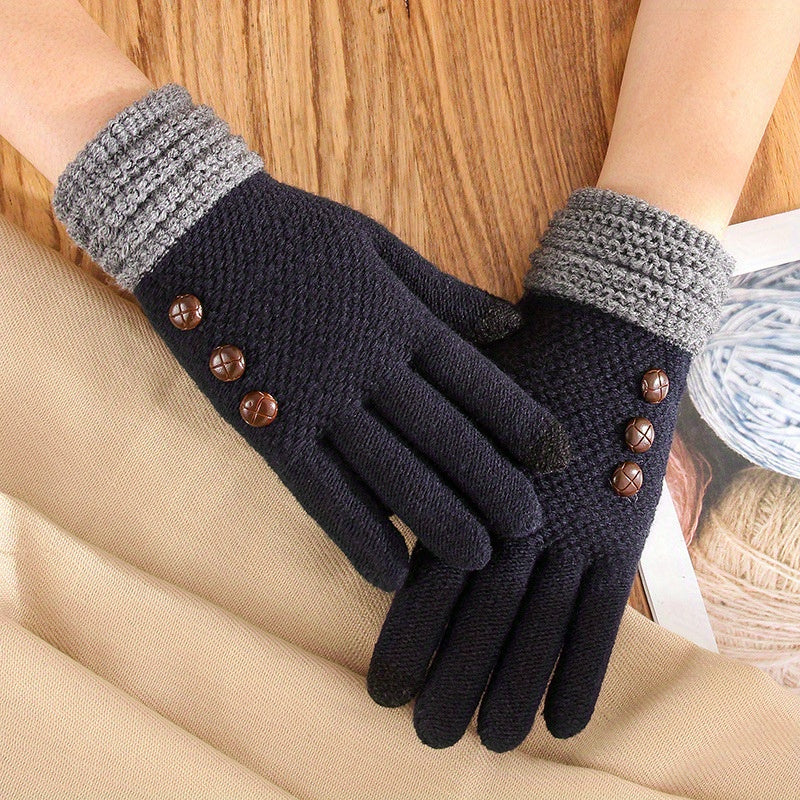 Yara - Preppy Knitted Winter Gloves with Knot Detail for Women