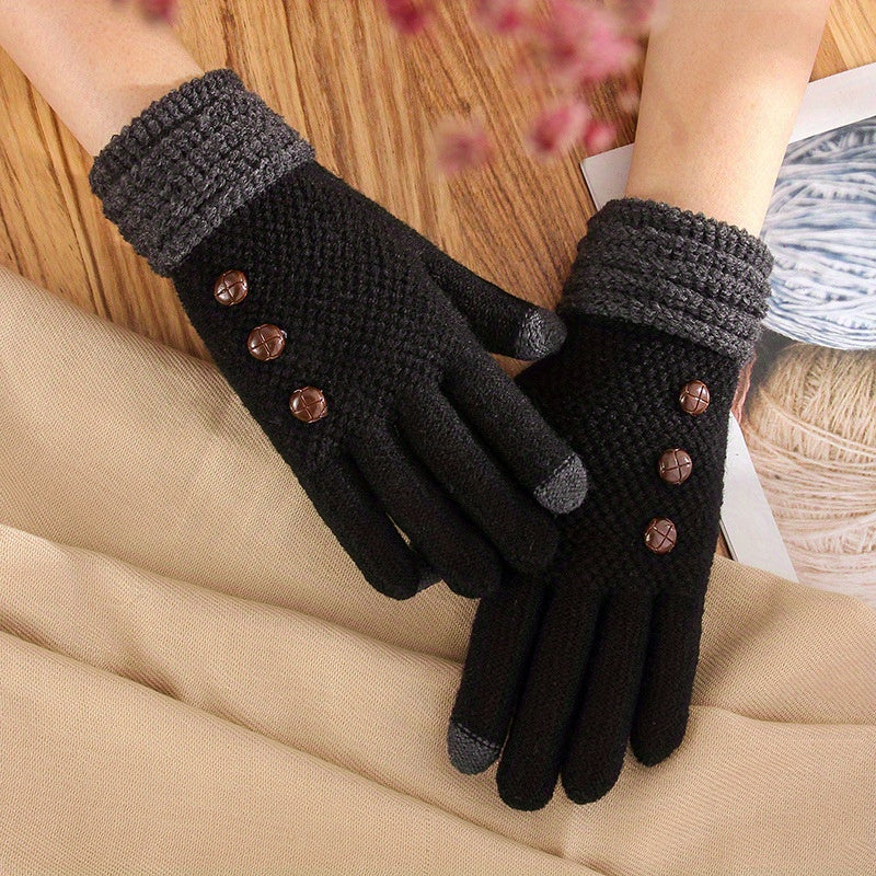 Yara - Preppy Knitted Winter Gloves with Knot Detail for Women