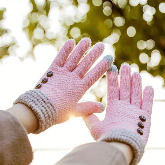 Yara - Preppy Knitted Winter Gloves with Knot Detail for Women