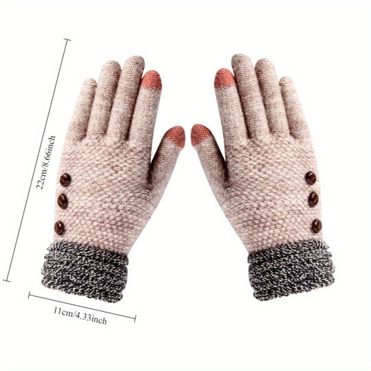 Yara - Preppy Knitted Winter Gloves with Knot Detail for Women