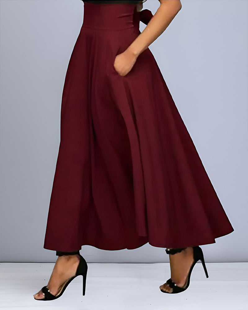 Fenna - High Waist Maxi Skirt with Tie Band 