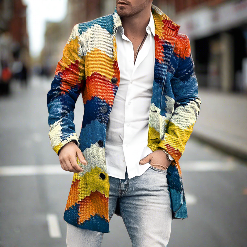 Daan - Lange klassieke wollen mantel met reverskraag