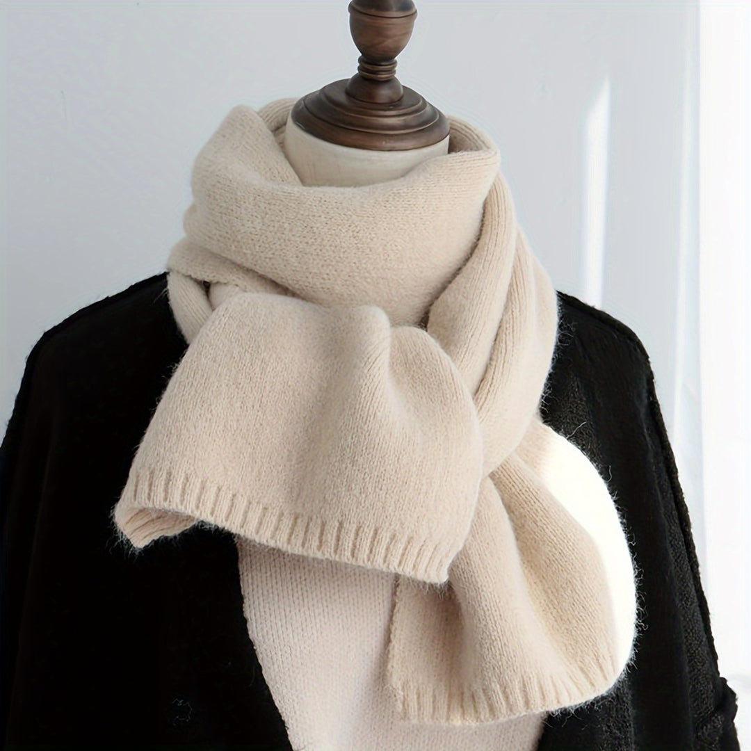 Fenna - Thick Knitted Polyester Scarf, Solid Color, Warm &amp; Stylish for Fall/Winter