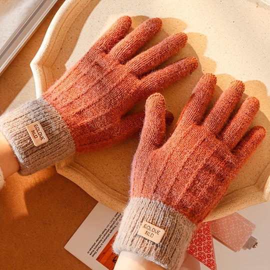 Sophie - Thick Knitted Touchscreen Gloves, College Style, Warm and Comfortable