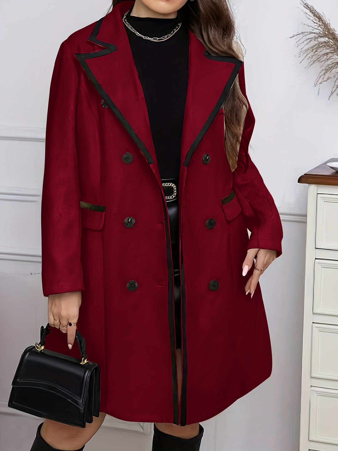 Mila - Elegant Double-breasted Coat, Plus Size Autumn Jacket