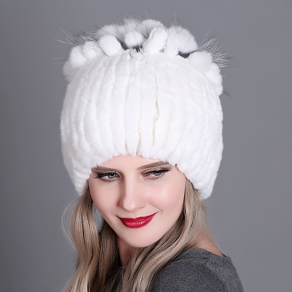 Sophie - Warme Gebreide Beanie van Nepbont | Trendy Wintermuts voor Dames