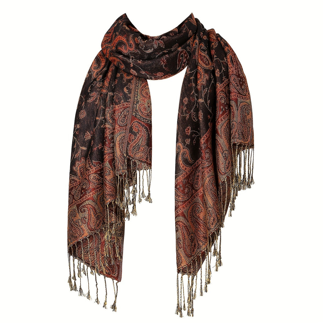 Linde - Boho Style Long Fringe Scarf Made of Polyester