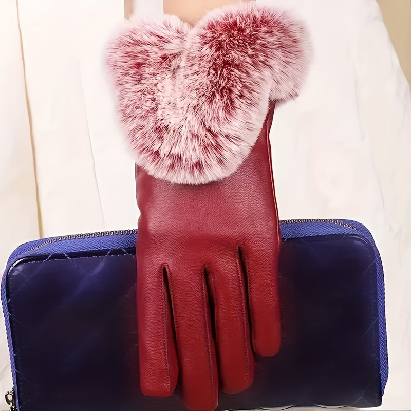 Sophie - Elegant Faux Leather Winter Gloves